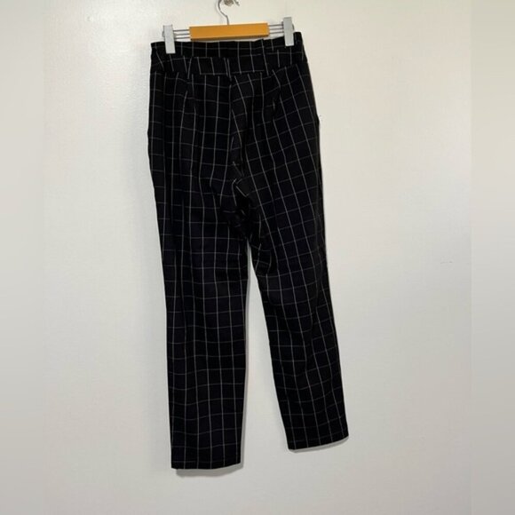Stradivarius Black Windowpane Plaid Slim Ankle Trousers | Size 6 - Picture 9 of 9